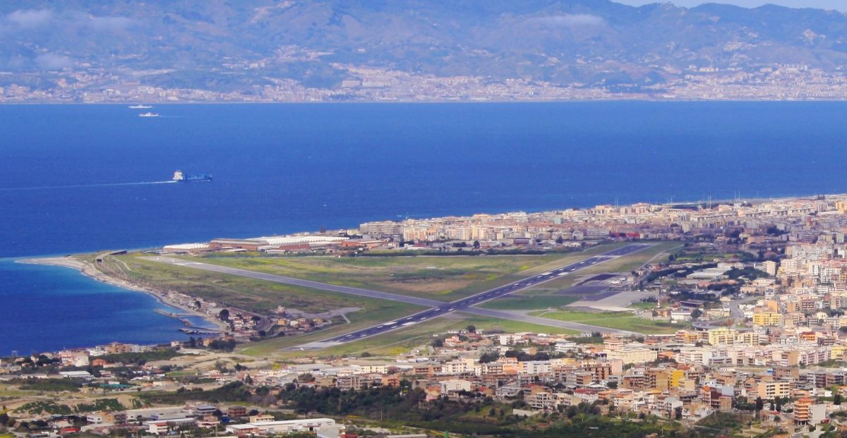 Aerial view of the Reggio Calabria Airport runway