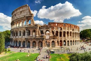 Tourists exploring the Colosseum in Rome, Italy