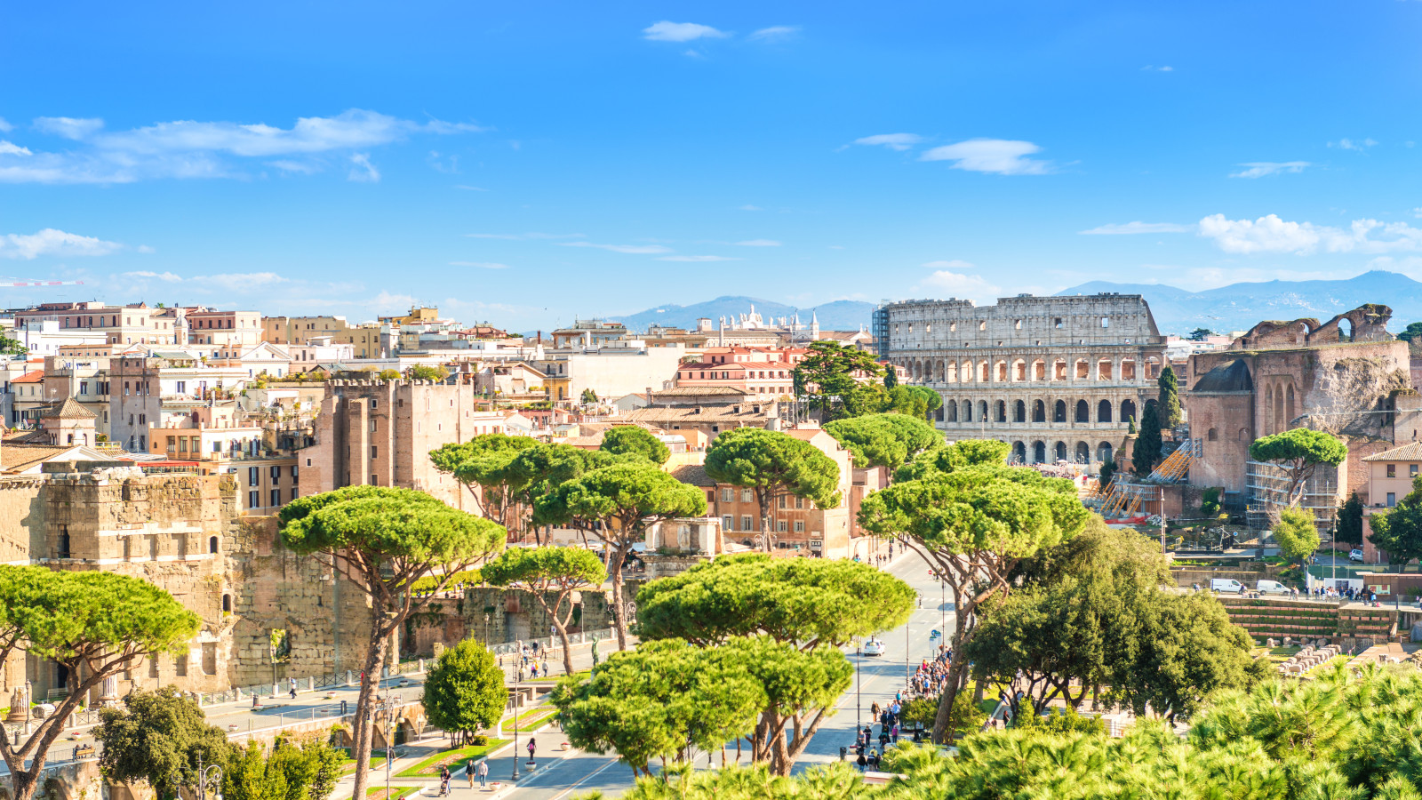 Panoramic view of Rome, Italy cityscape and architectures