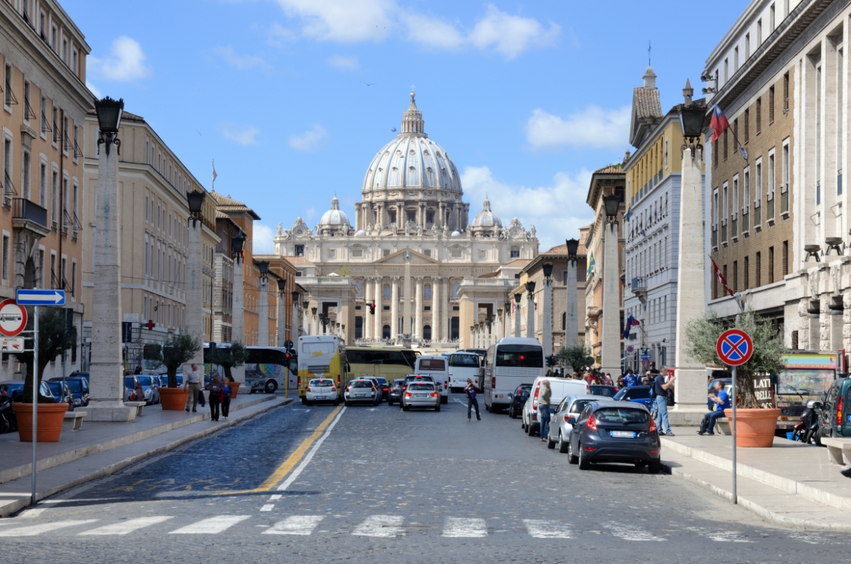 Cars and vehicles at Via della Conciliazione in Rome, Italy