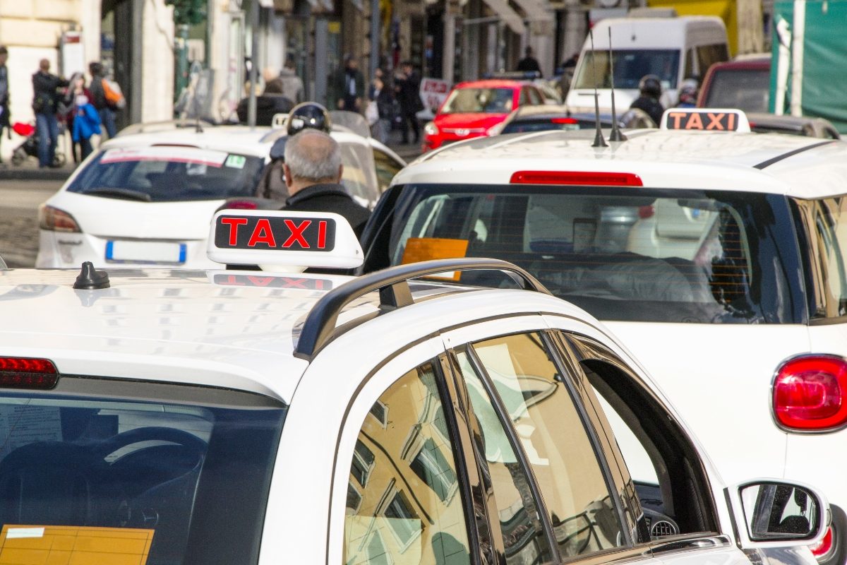 Close-up of taxi cubs in Rome, Italy