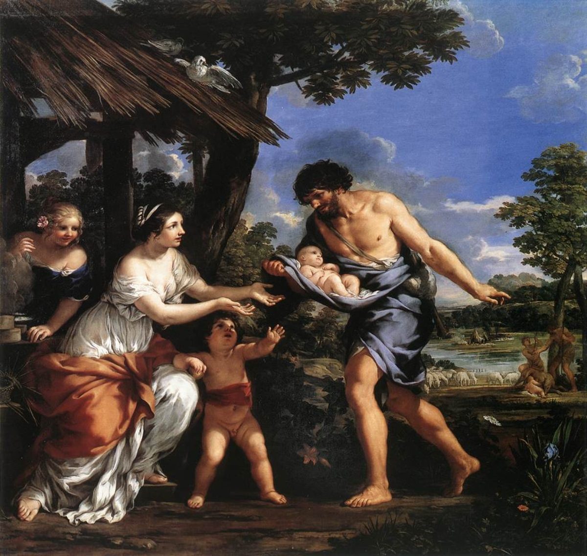 The painting of Romulus and Remus Given Shelter by Faustulus