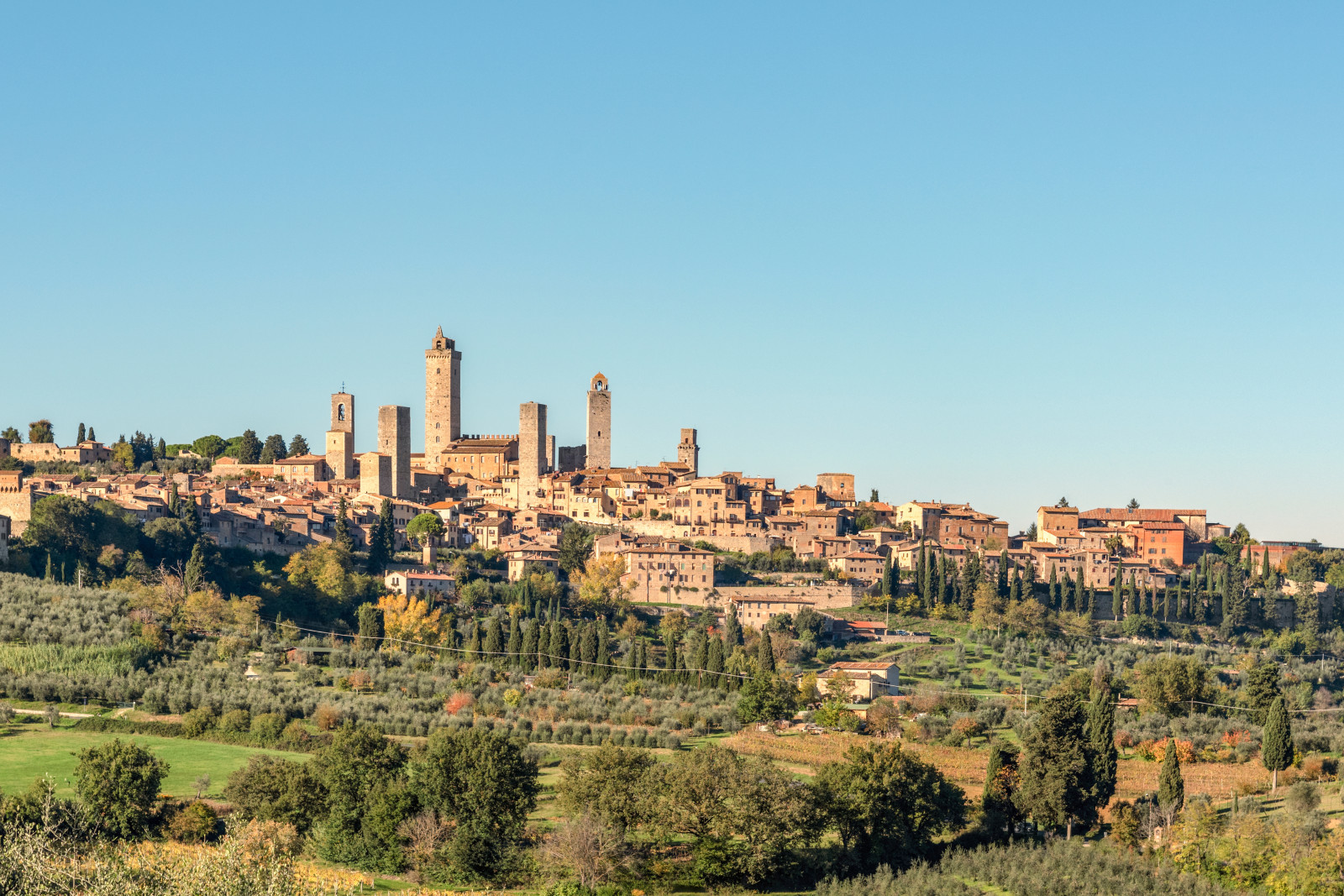 Panoramic view of San Gimignano, Italy townscape and skyline