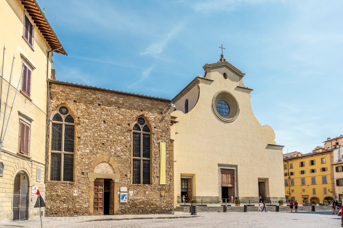 Exterior view of the Santo Spirito Church in the Oltrarno district, located in the heart of Florence, Tuscany, Italy