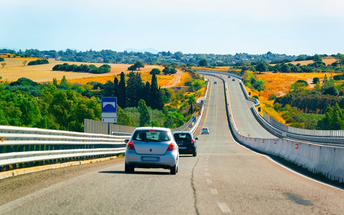 Cars in a road in Sardinia Island, Italy