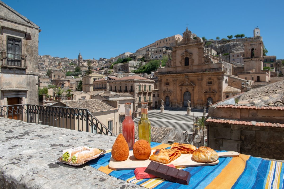 Arancini and Sicily, Italy street food with drinks