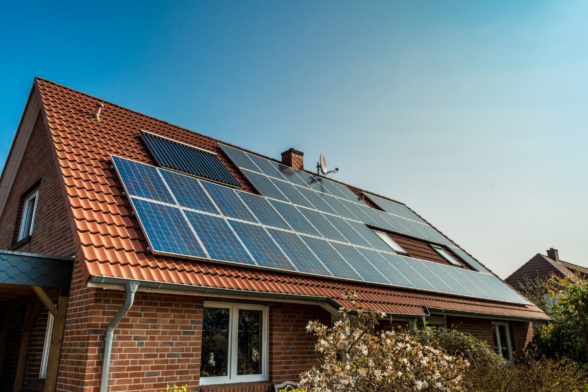 Solar panels on house roof