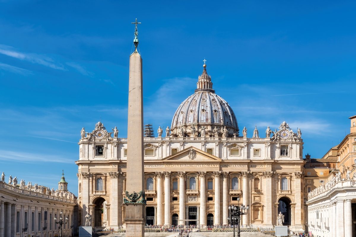 Exterior of the St. Peter's Basilica and St. Peter's square in Vatican City, Italy