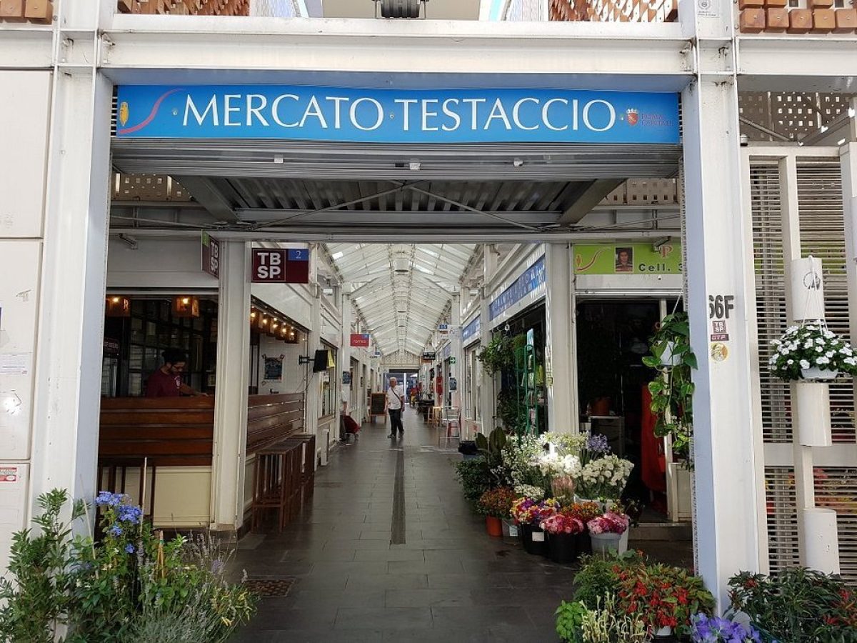 Front and entrance of the Testaccio Market in Rome, Italy 