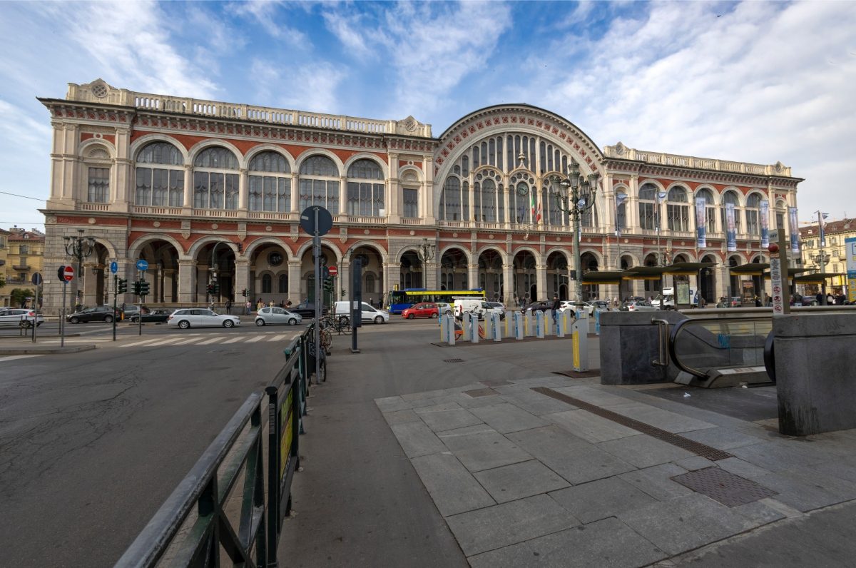 Exterior of the Torino Porta Nuova station in Turin, Piedmont, Italy