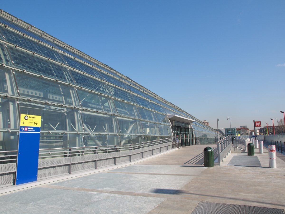 Exterior of the Torino Porta Susa Station in Turin, Italy