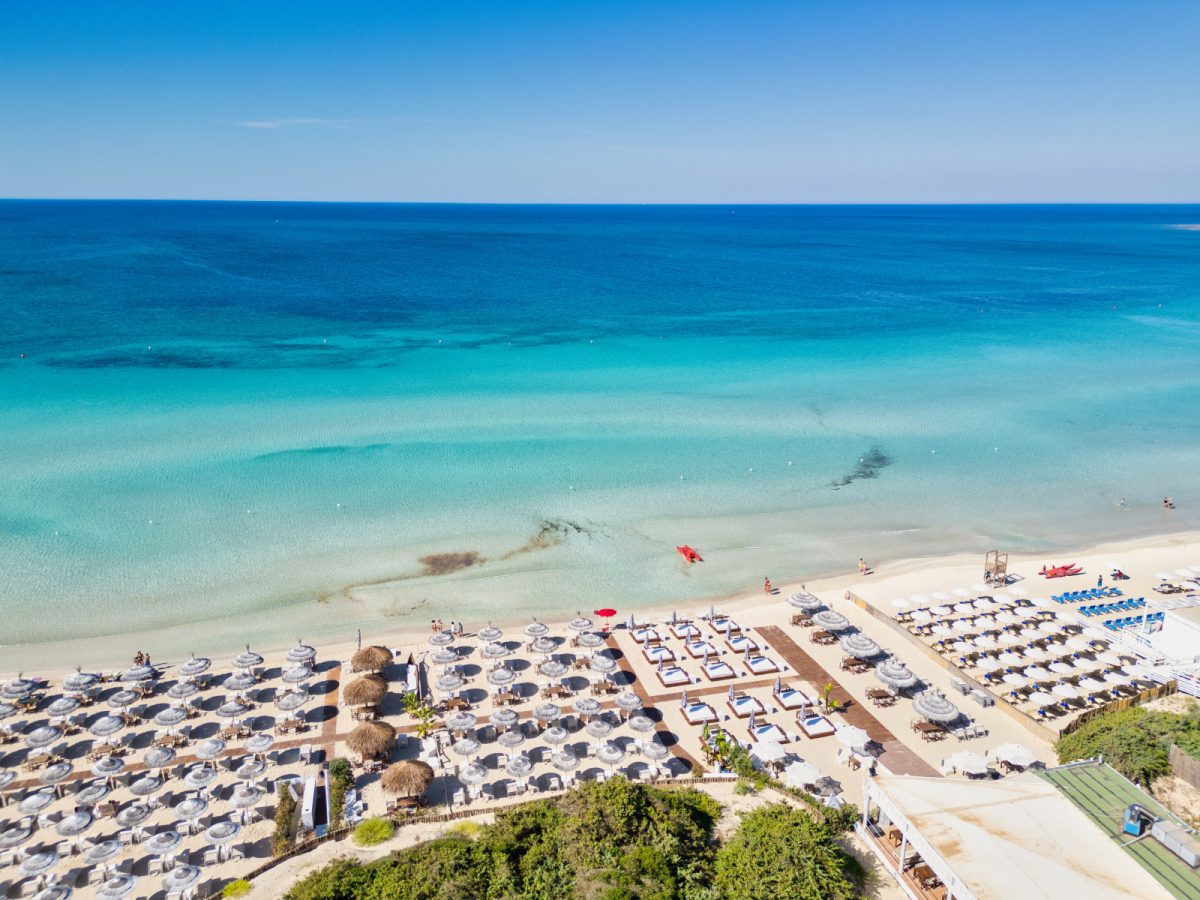 Aerial View of Torre Lapillo Beach in Puglia, Italy