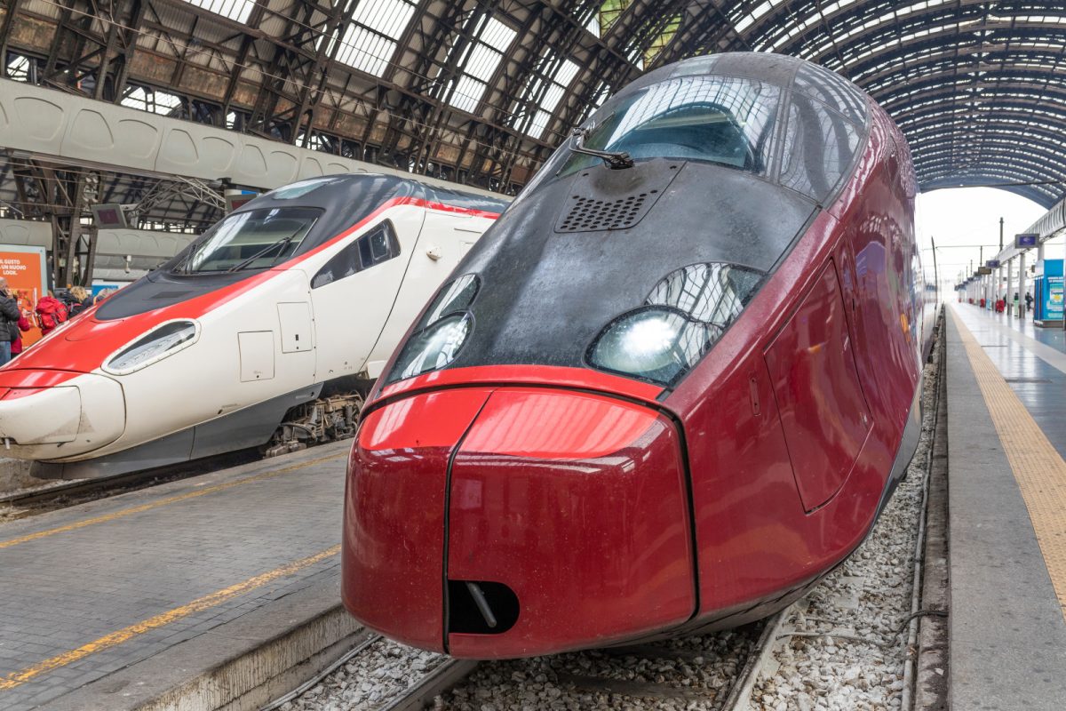 Two high-speed Trenitalia train in Milan, Italy