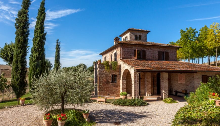 Exterior of a Tuscan villa in Tuscany, Italy