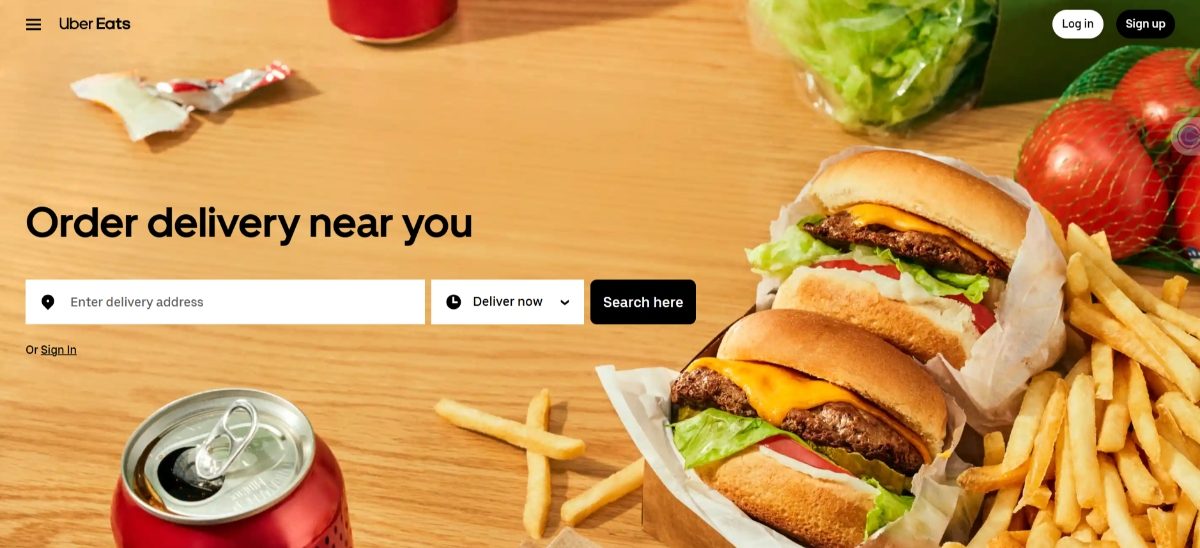 Uber Eats website landing page