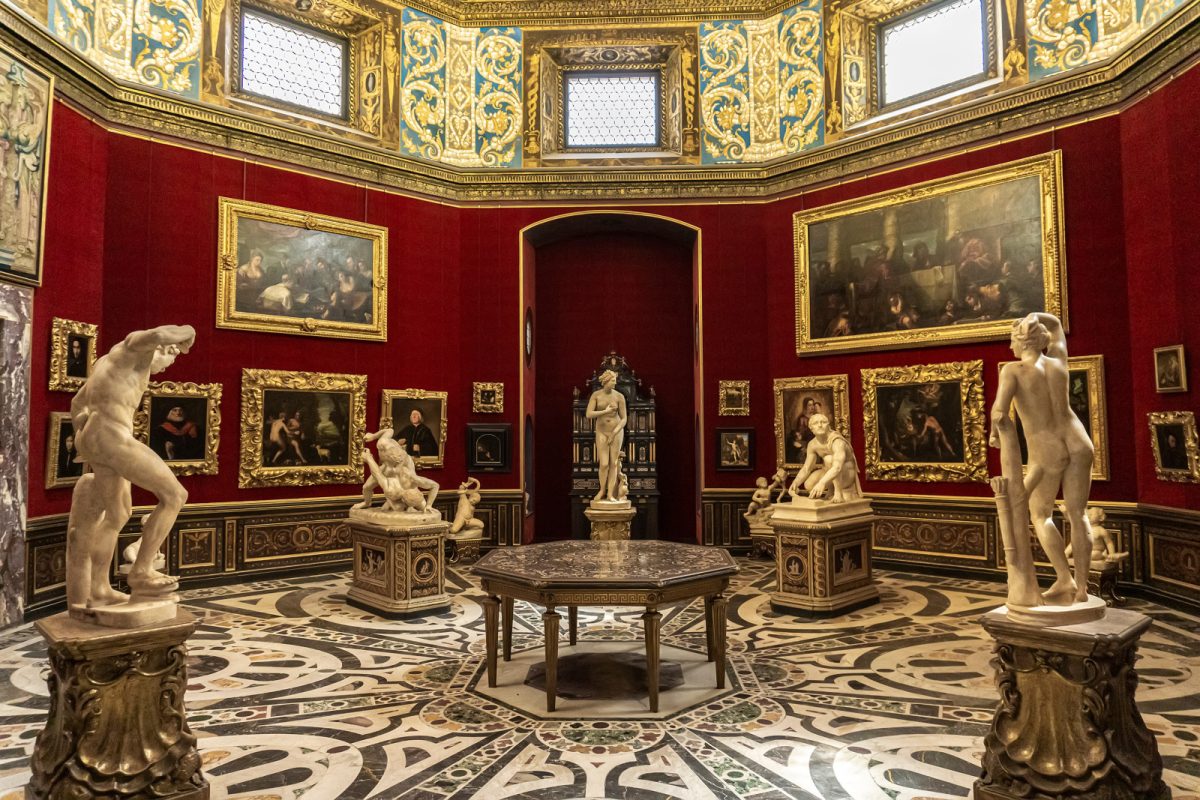 Uffizi Gallery Tribune room art display in Florence, Italy