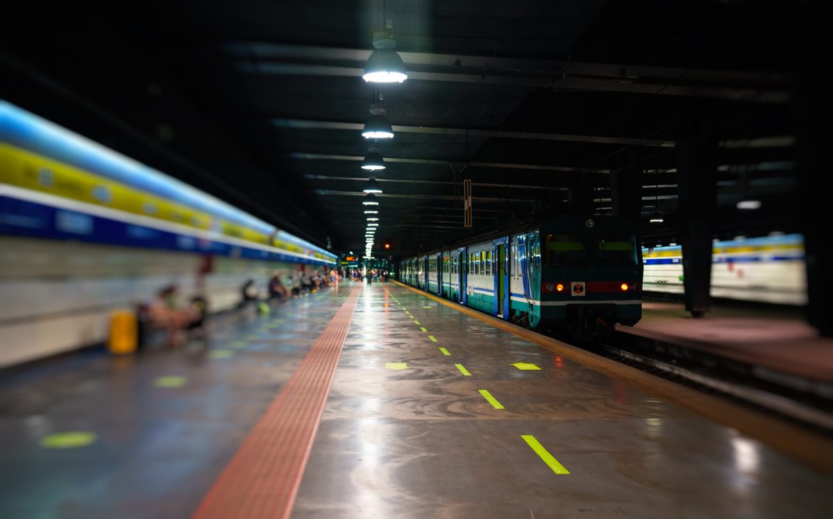 Underground metro station train in Naples, Italy