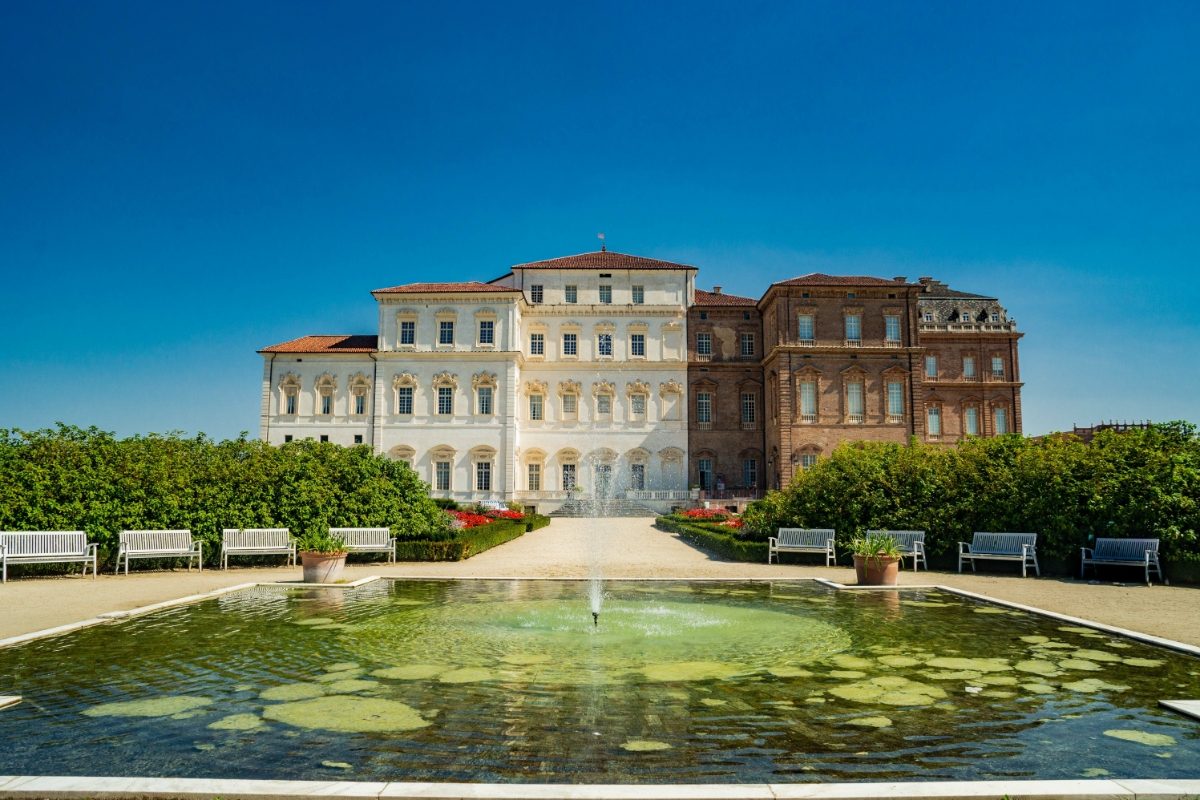 Panoramic view of the Venaria Palace and park in Venaria, Italy