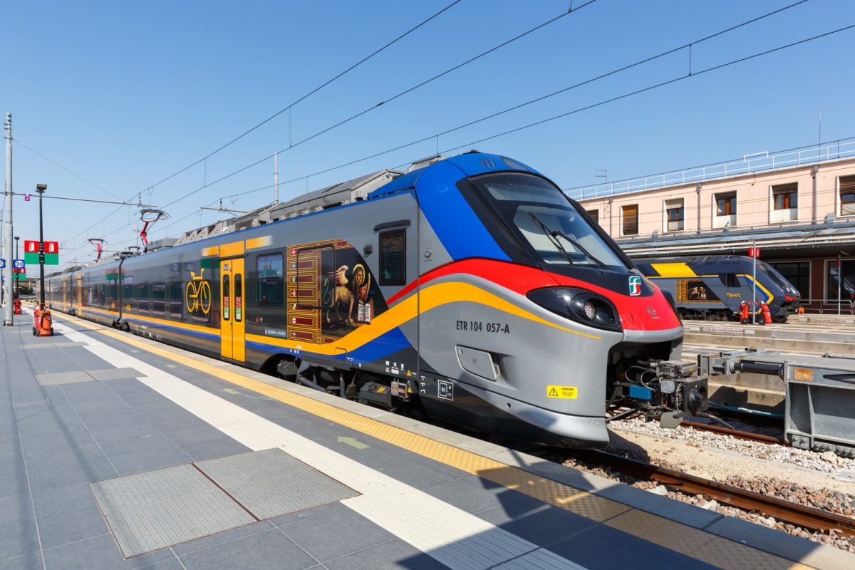 Trenitalia regional train in Venezia Santa Lucia railway station in Venice, Italy