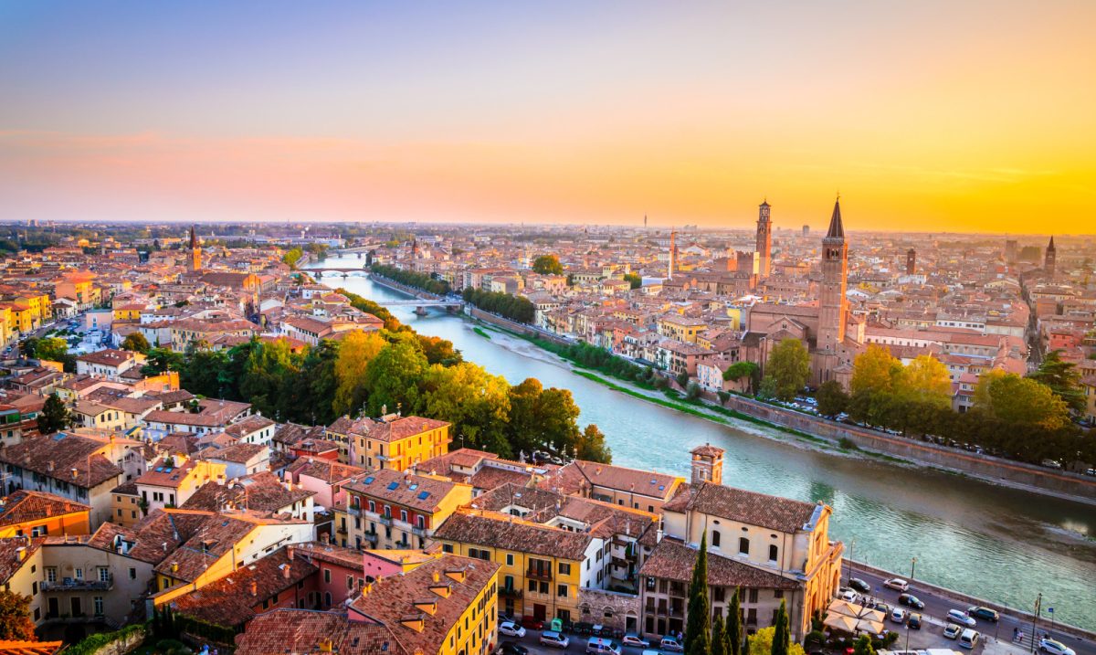 Aerial view of Verona City in Veneto region, Italy