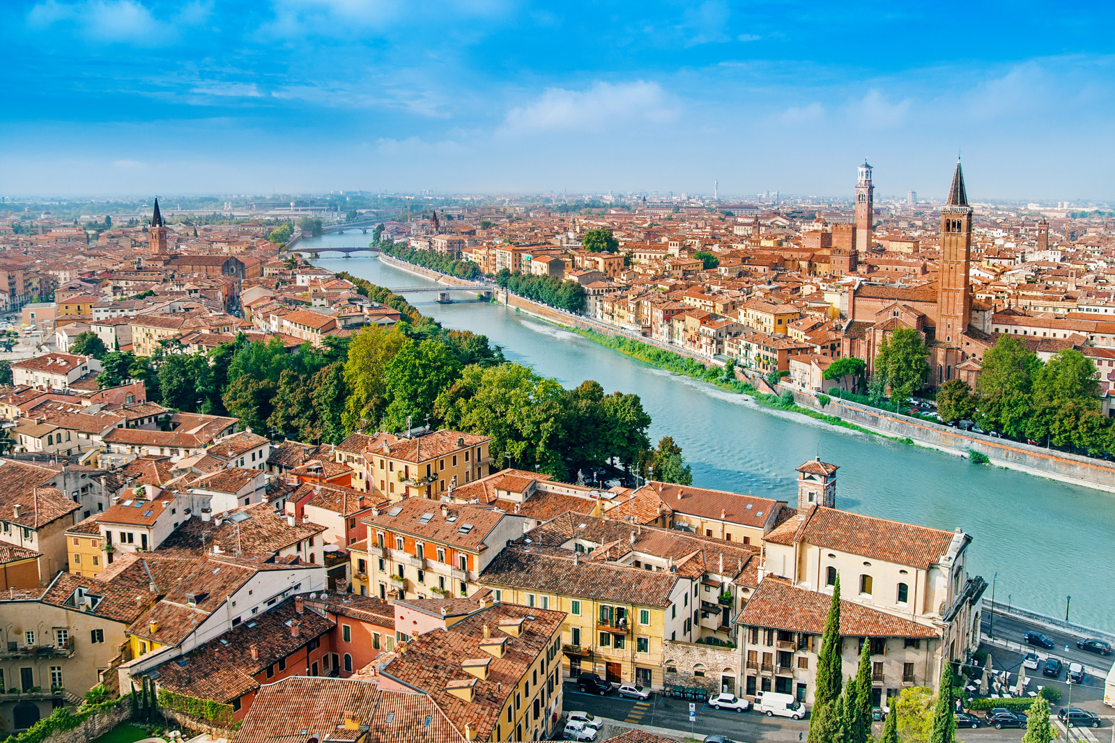 Aerial view of Verona, Veneto, Italy cityscape