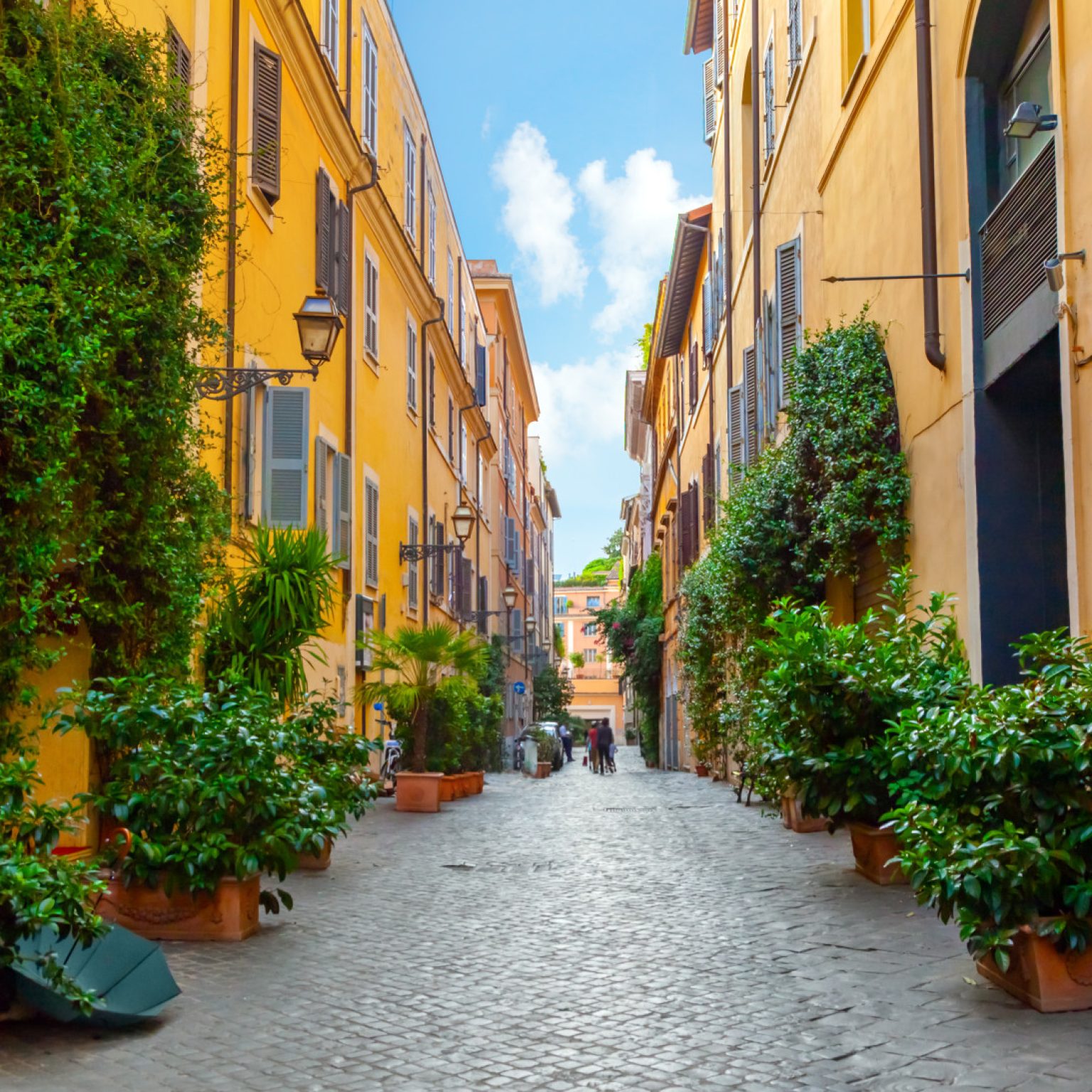 Narrow street of Via Margutta in Rome, Italy