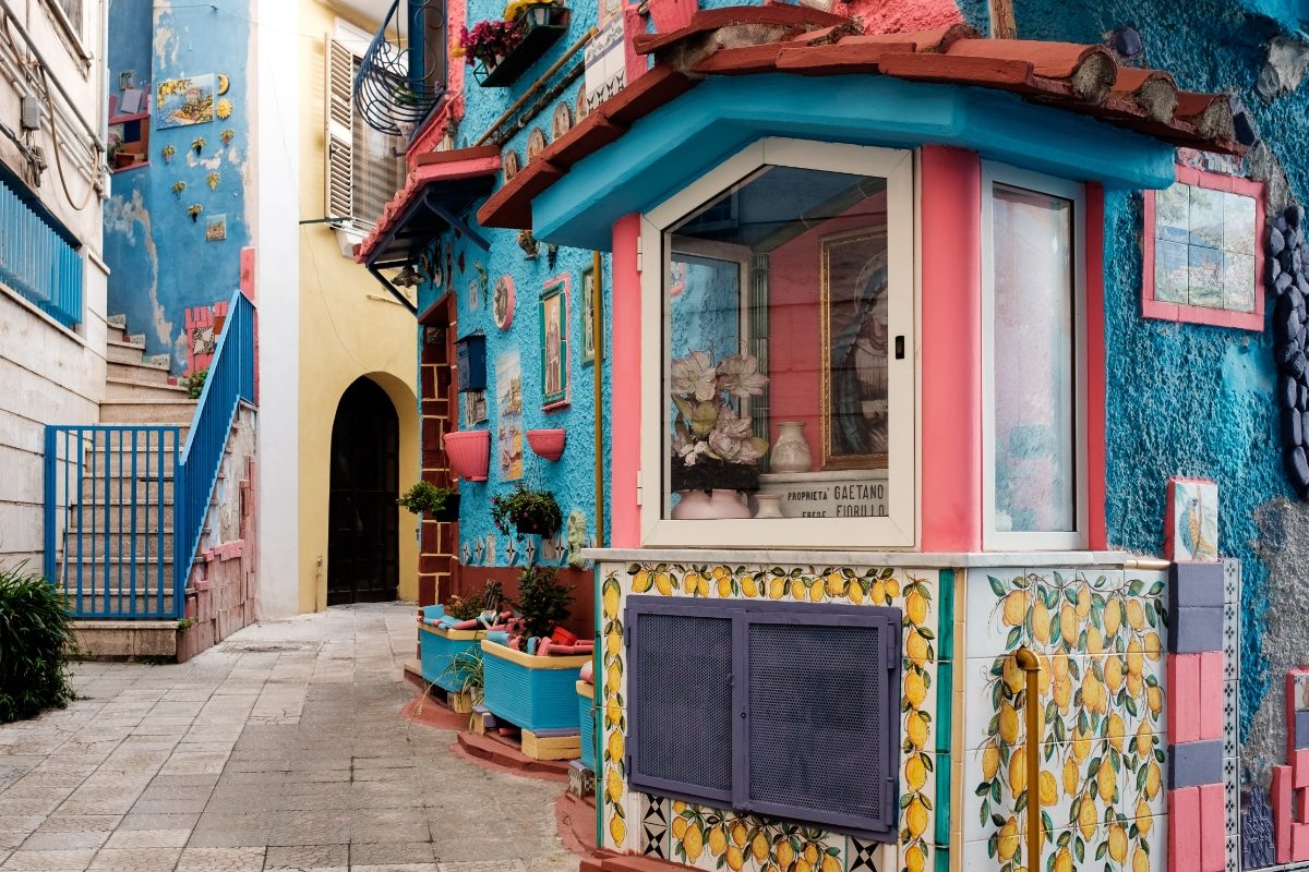 Colorful street view of the Vietri sul Mare commune in Salerno, Italy