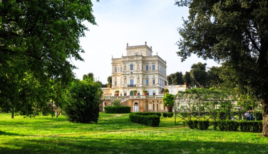 Building exterior of the Villa Doria Pamphili at the Via Aurelia Antica in Rome, Italy