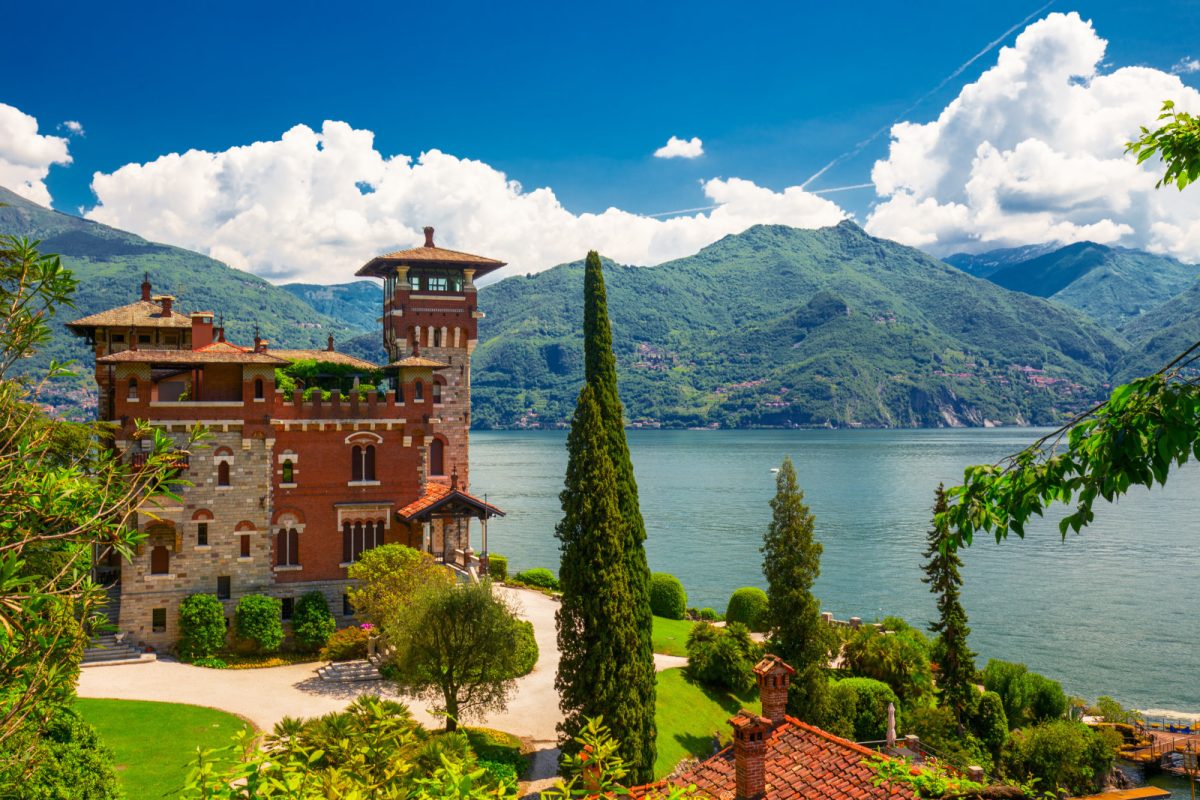 Panoramic view of Villa Gaeta in Lake Como, Italy