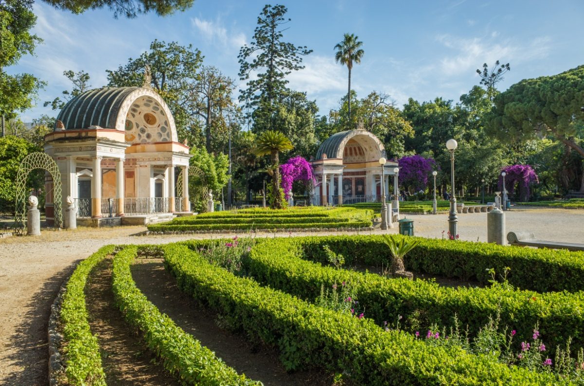 Panoramic view of the Villa Giulia Park in Palermo, Sicily, Italy