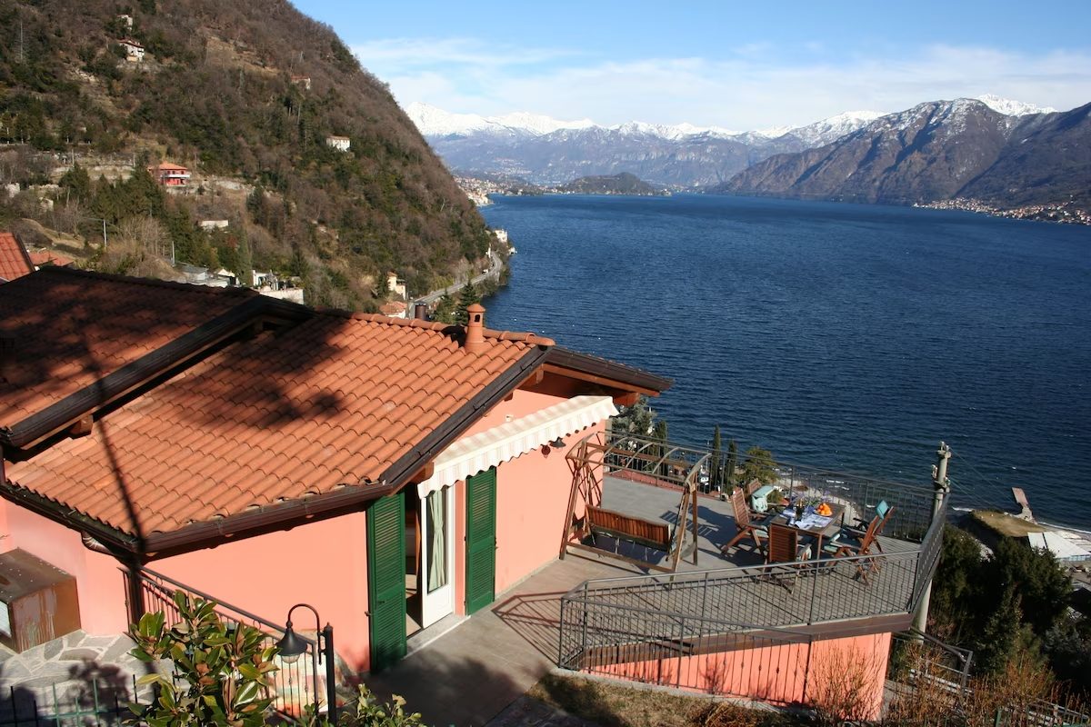 Aerial view of Villa Panoramica Lake Como in Italy