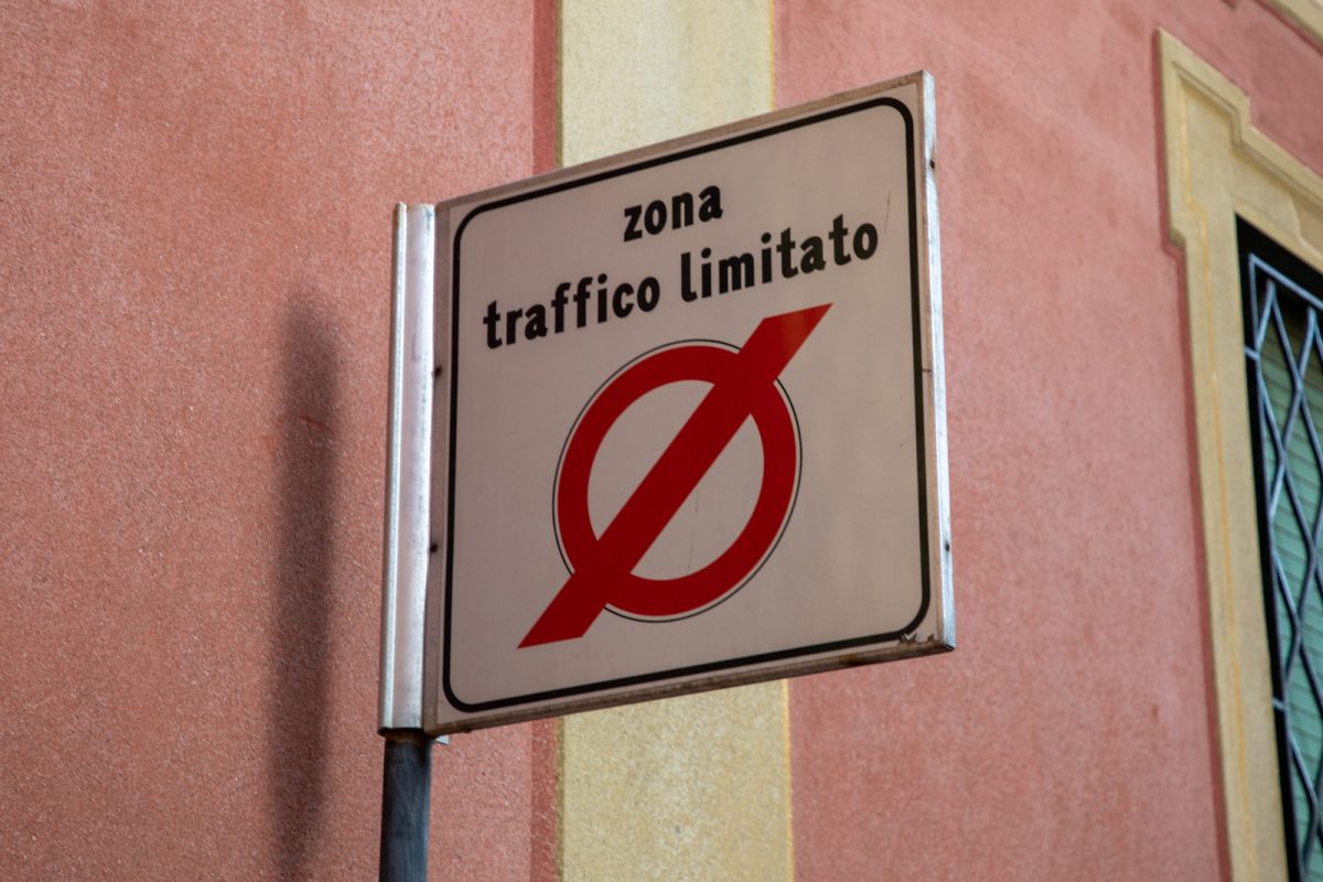 Close up of a Zona Traffico Limitato italian sign in Italy