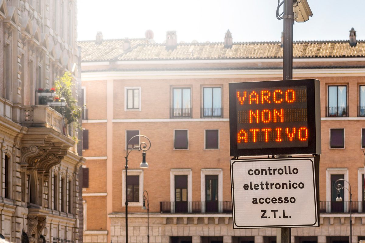 Zona Traffico Limitato street sign in Rome, Italy